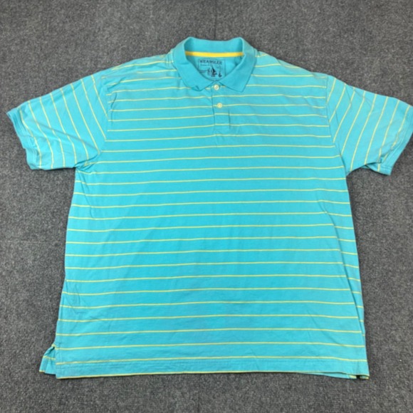 Wrangler Other - Wrangler Jeans Co Mens 2XL Turquoise Blue Yellow Striped Cotton Polo Shirt 1533